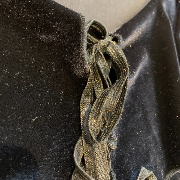 Vintage Anna-Bella Black Velvet Poet's Shirt, Women's Med - Picture 7 of 8